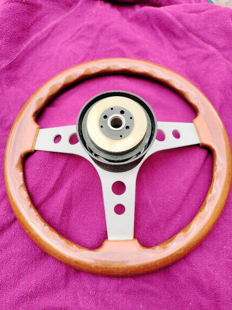 希少.旧車・OBA 35∅ ウッドステアリング 　ITALAN MADE
