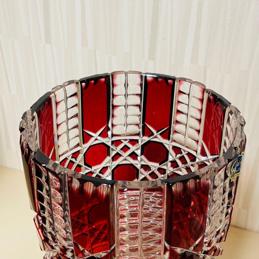 未使用 大型 ボヘミアクリスタル チェコ製 花瓶 フラワーベース