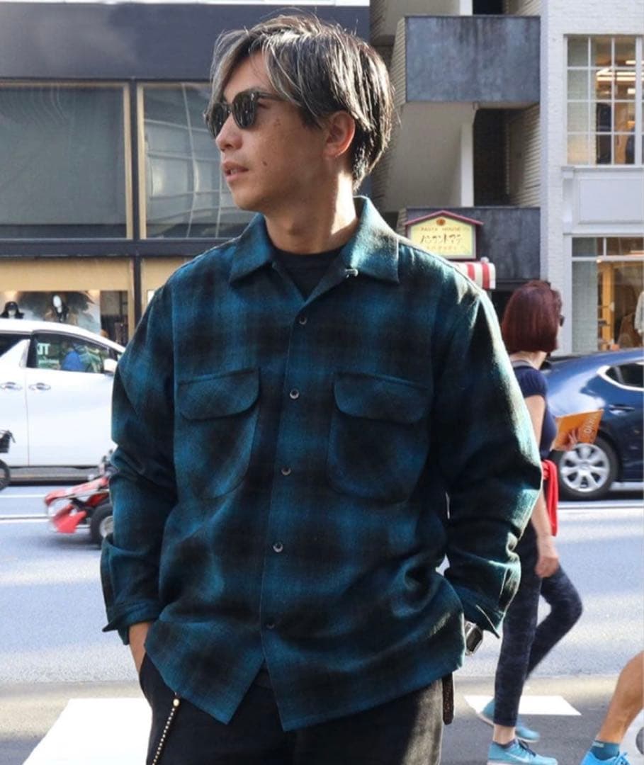 スペシャル　ウールミックスオープンカラーシャツ　ボードシャツ