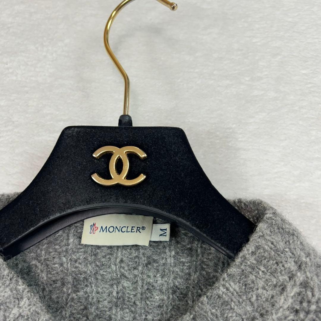 K972 美品 M モンクレール ロゴワッペン 長袖 ニット グレー メンズ