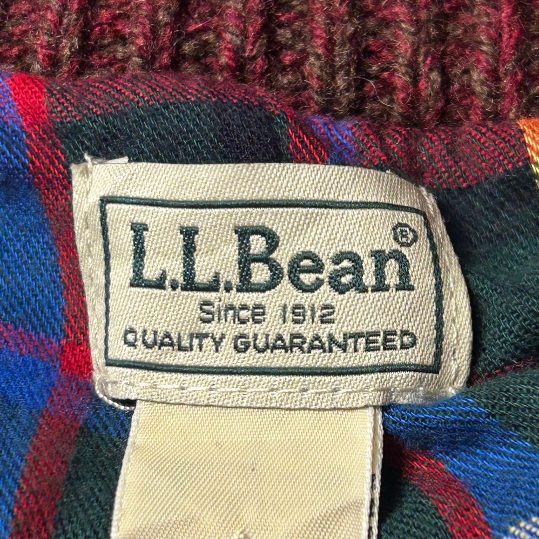 L.L.BEAN ドライバーズニット ラムウール100% チェックライナー L