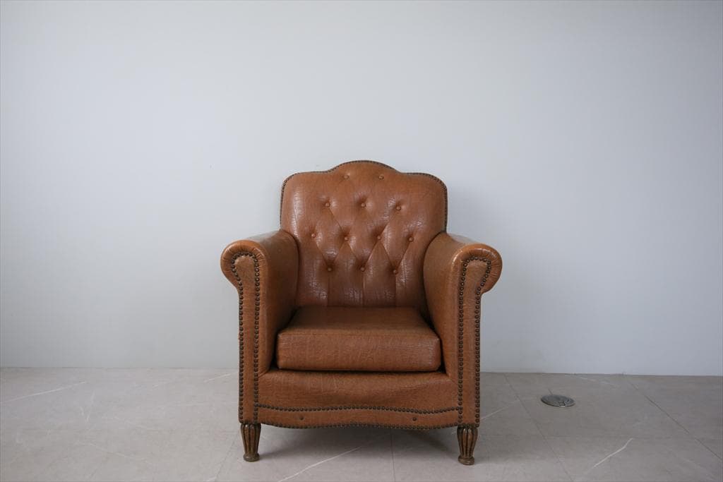 フランスアンティークアームソファ/サロンチェア/椅子イス/ラウンジ(90-122