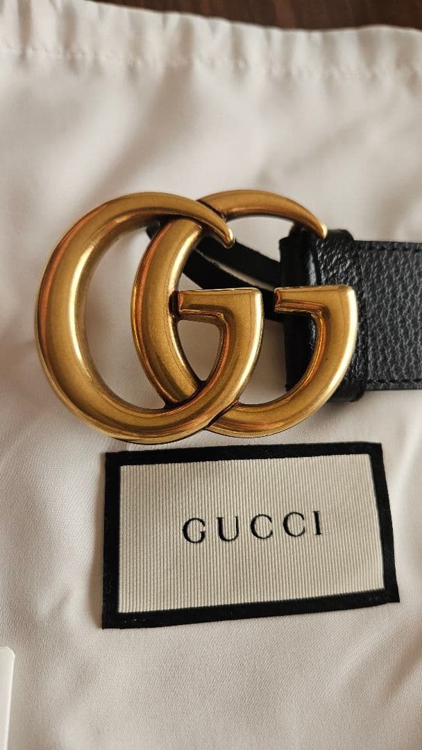 【美品　箱付】　GUCCI　レザーベルト 【ブラック】