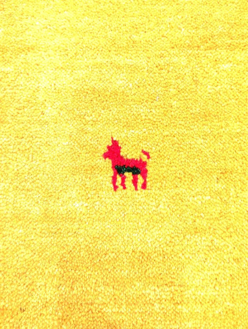 90×60 GABBEH ギャッベ ラグ 刺繍ラグ ギャッベ絨毯 オレンジ