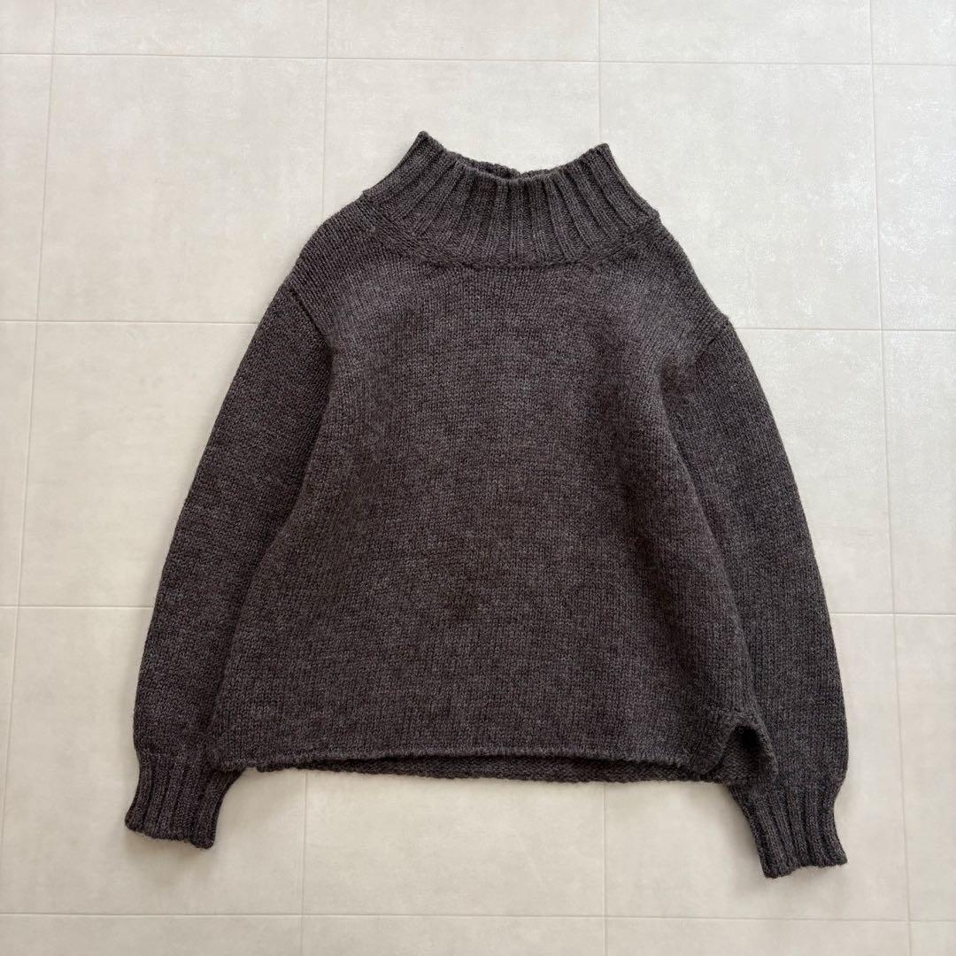 MHL. BRITISH WOOL ハイネックニットプルオーバー ブラウン 上質