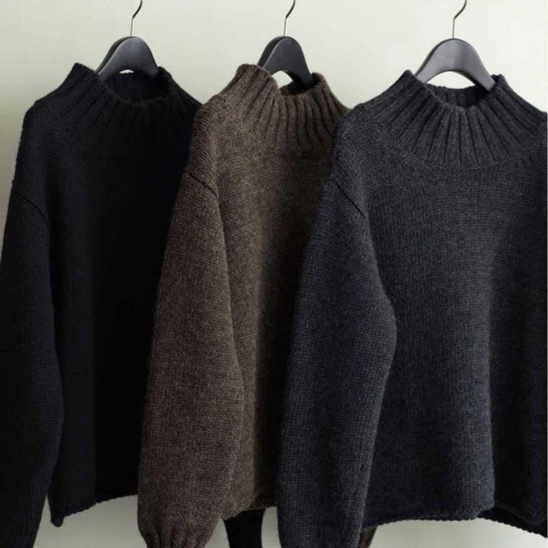 MHL. BRITISH WOOL ハイネックニットプルオーバー ブラウン 上質