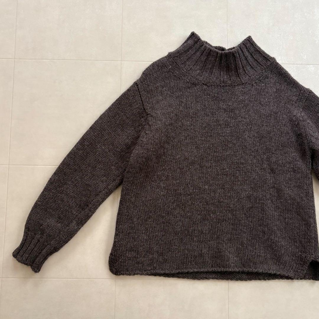 MHL. BRITISH WOOL ハイネックニットプルオーバー ブラウン 上質