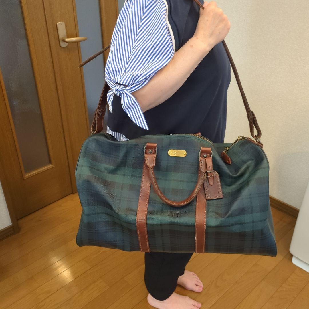 ポロラルフローレン❤ダークグリーン チェック ボストンバッグ