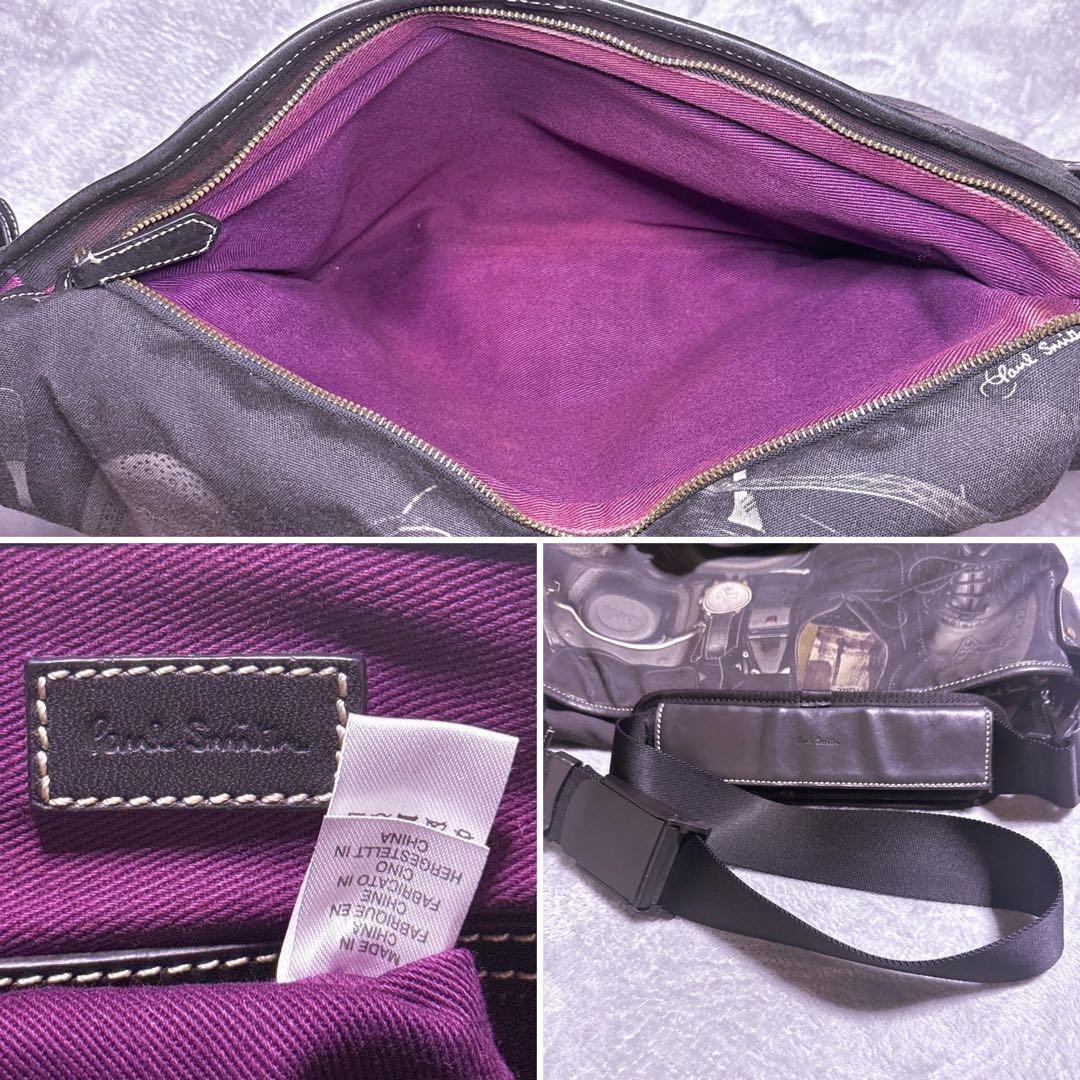 【極美品】ポールスミス メッセンジャーバッグ ガジェット 総柄 A4 PC 紫