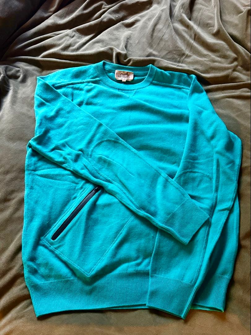 HERMES ターコイズ カシミヤニットセーター M