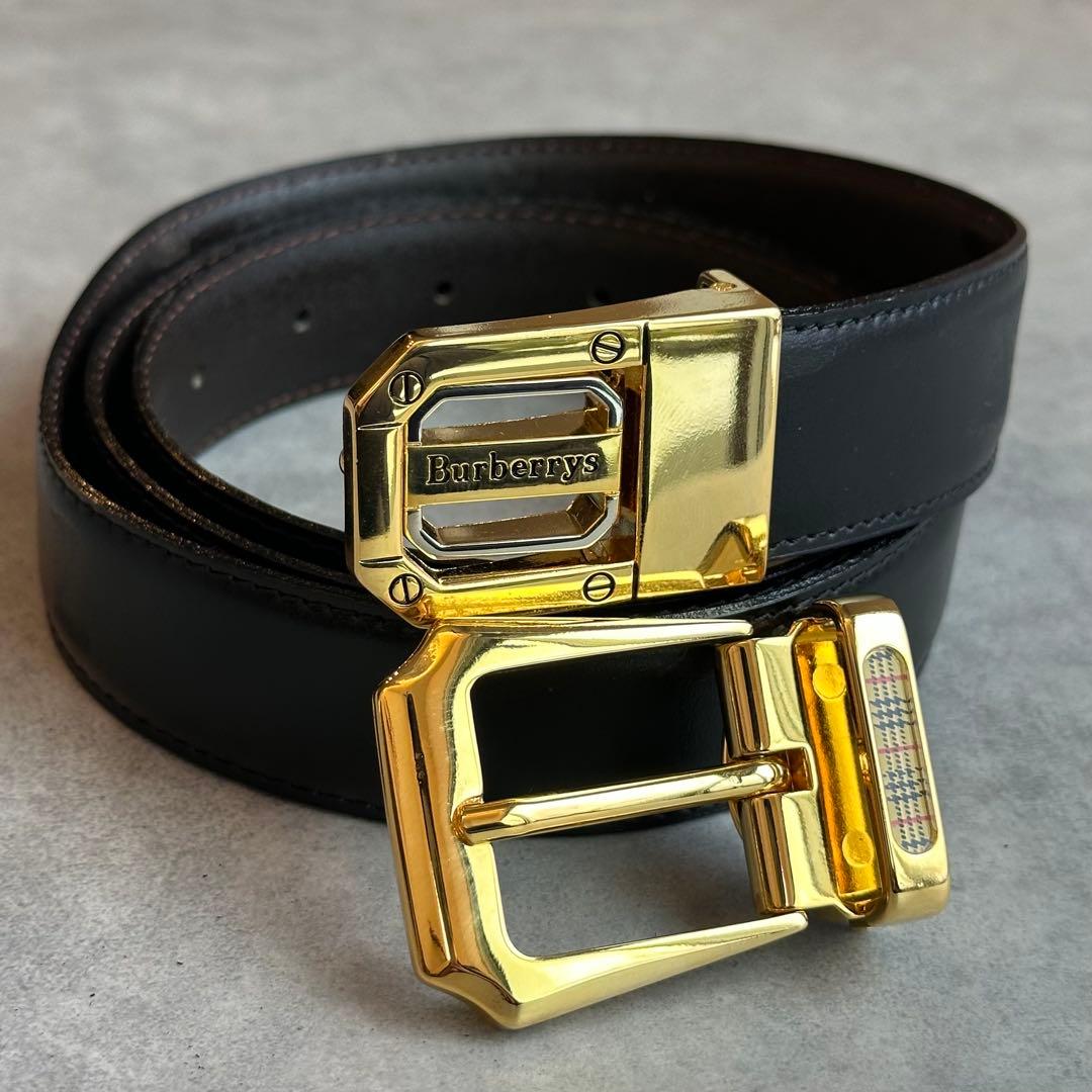 BURBERRY ゴールドバックル　レザーベルト　交換用バックル付属
