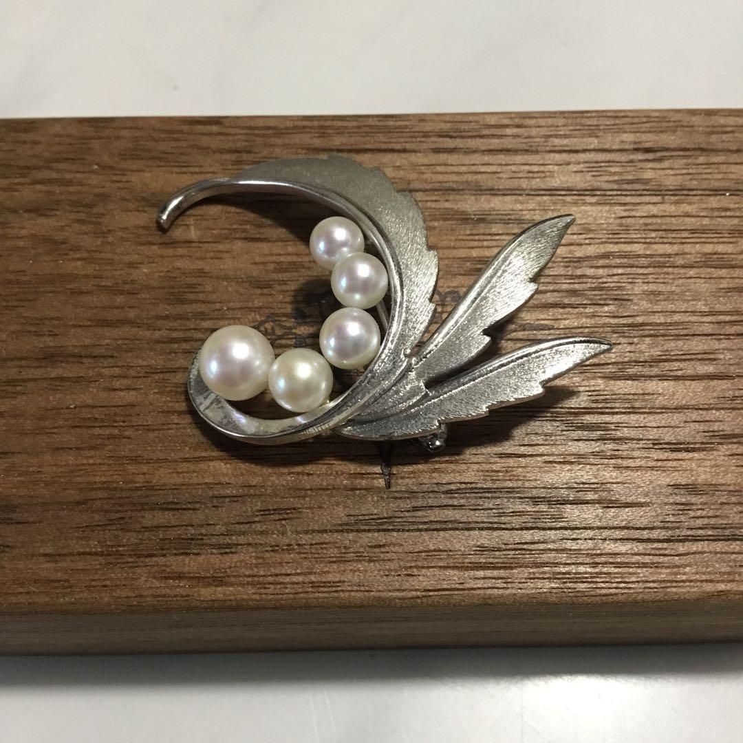 ミキモト　シルバー　天然あこや本真珠　アンティーク　ブローチ