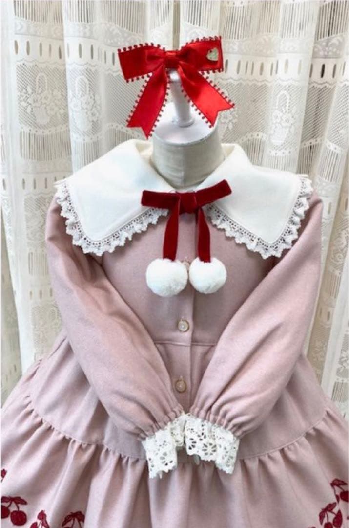 シャーリーテンプル チェリー刺繍ティアードワンピース （ピンク）140