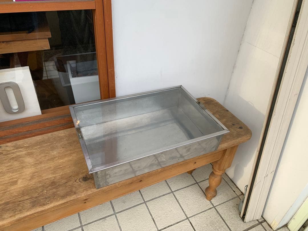 G0413★駄菓子屋ケース　ブリキガラスケース　蓋付ケース　駄菓子屋　店舗什器