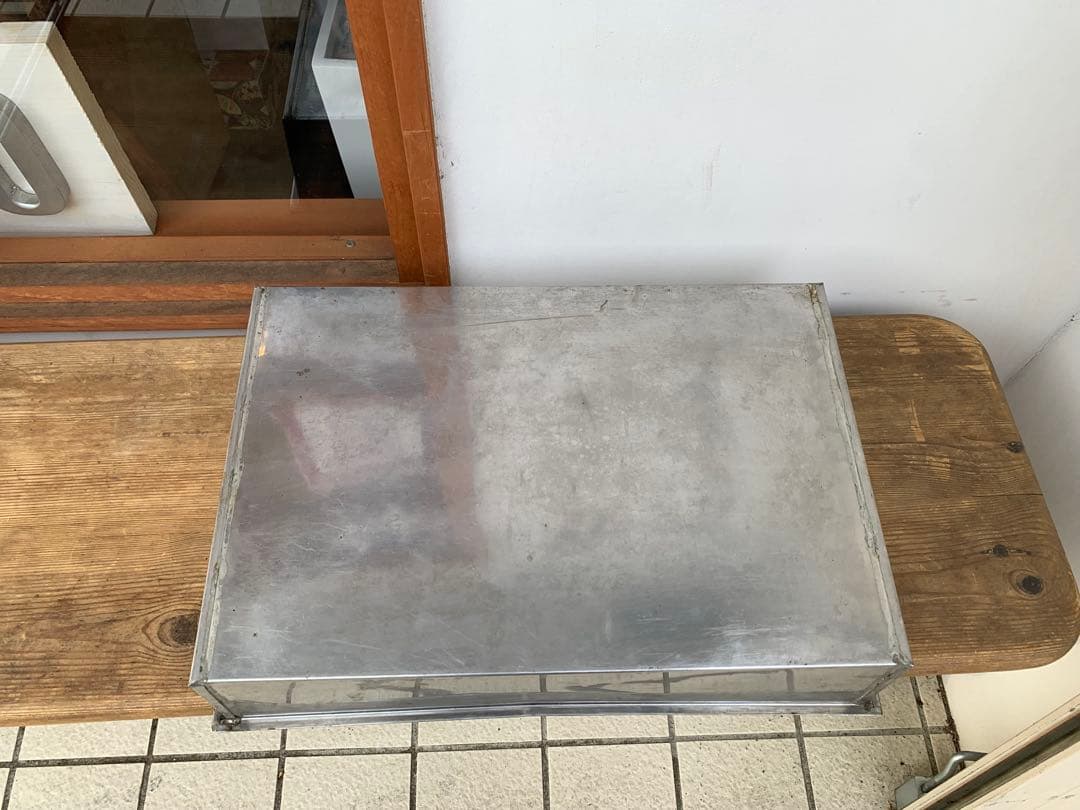 G0413★駄菓子屋ケース　ブリキガラスケース　蓋付ケース　駄菓子屋　店舗什器