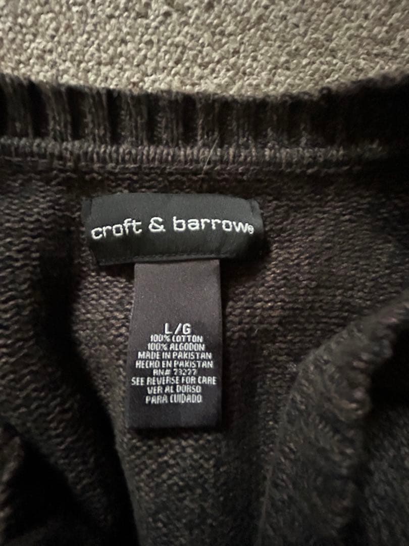90s croft & barrow ダークブラウンニット Lサイズ　コットン