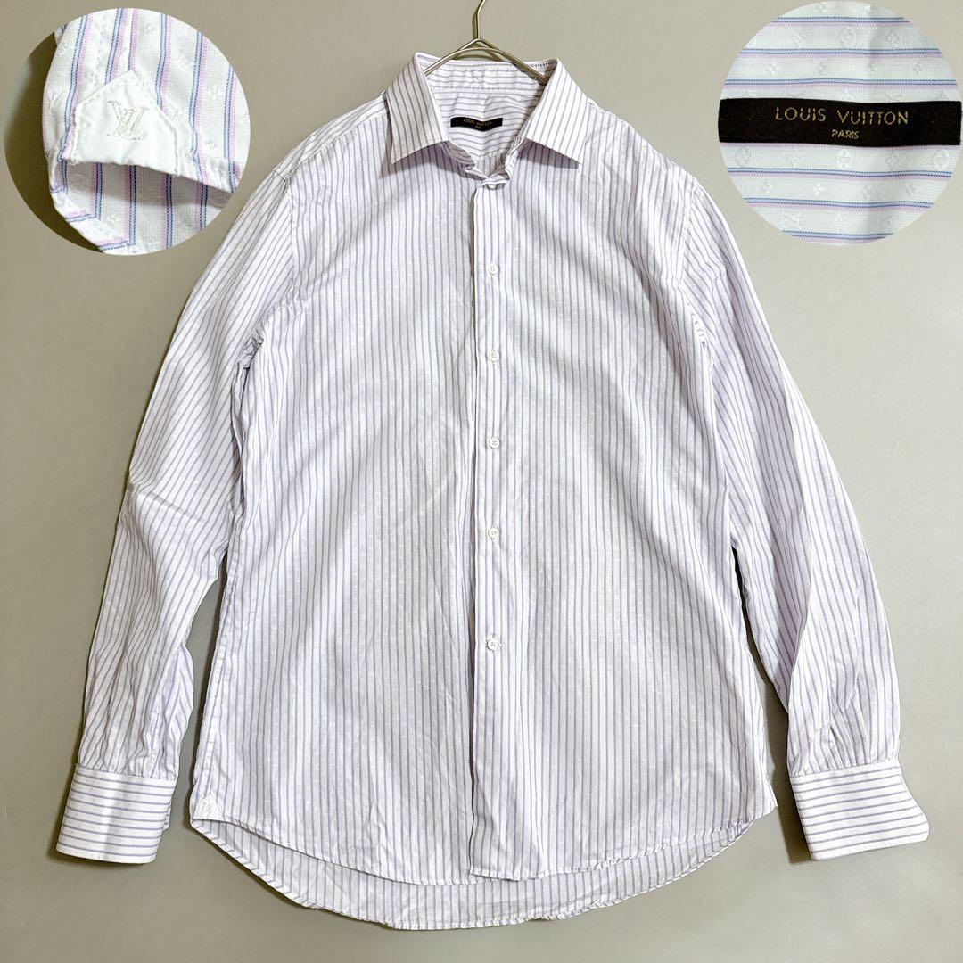 ルイヴィトン モノグラム総柄 ドレスシャツ 大きいサイズ 185 ホワイト 白