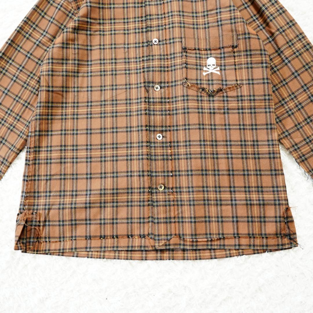 【極美品】MASTER MIND　刺繍ロゴリバーシブルチェックネルシャツ　L　茶