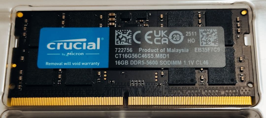 【crucial】16GB DDR5-5600 SODIMM メモリー