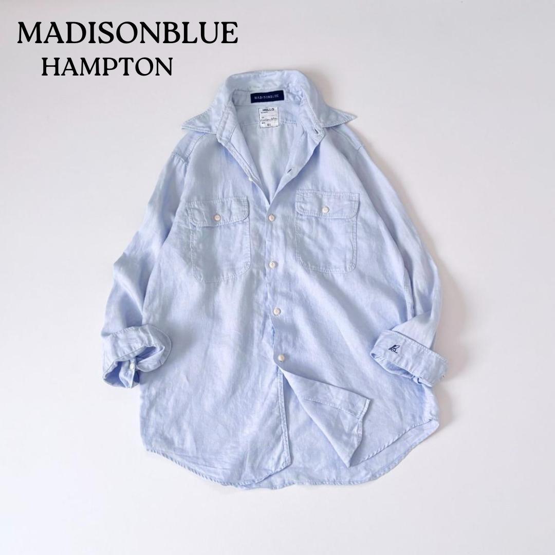 MADISONBLUE ハンプトン リネンシャツ B刺繍 サックスブルー　01