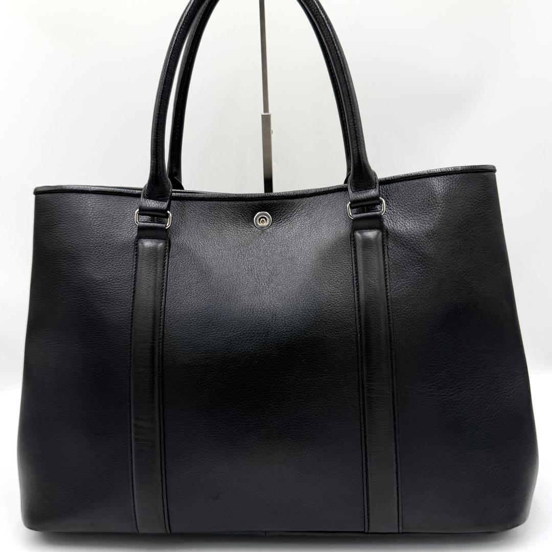 【美品】バーニーズニューヨーク トートバッグ シボ革 ビジネス A4 ブラック