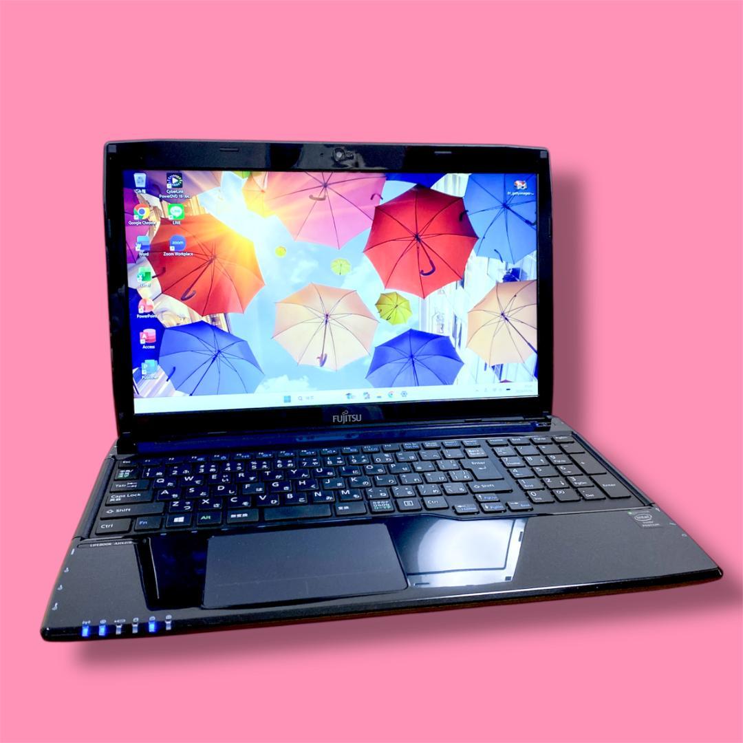 オフィス2021✨メモリ16GB SSD250 ブルーレイ 富士通ノートパソコン