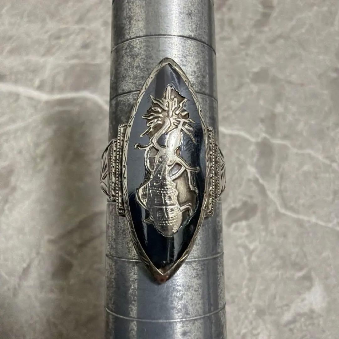 【希少】ヴィンテージ シルバーリング ニエロ 12号 レア 彫金