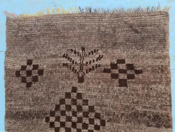 モロッコ製ヴィンテージラグ132 レア ブラウン グレージュ ベージュ ブジャド