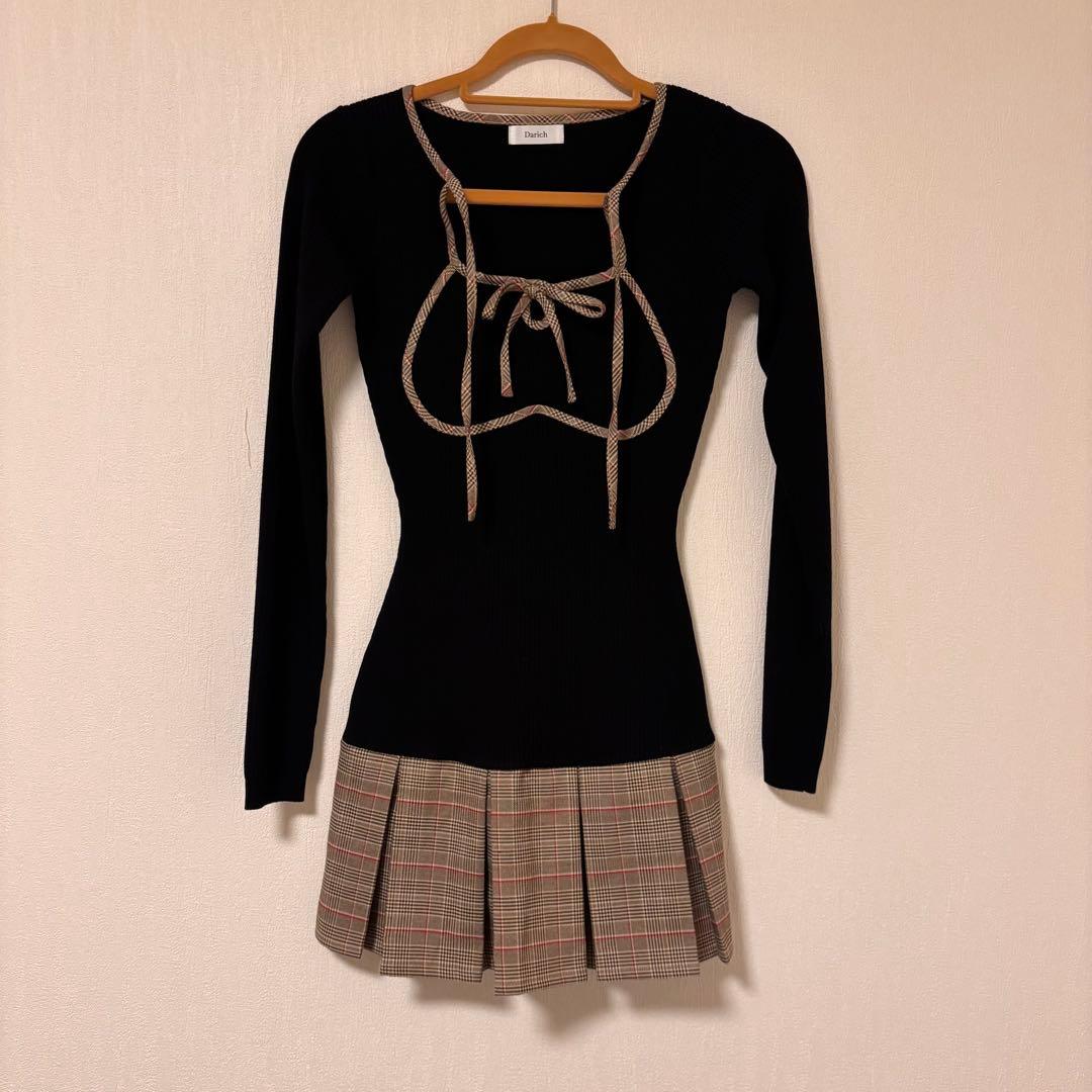 ポイントチェックニットミニワンピース / Darich ダーリッチ