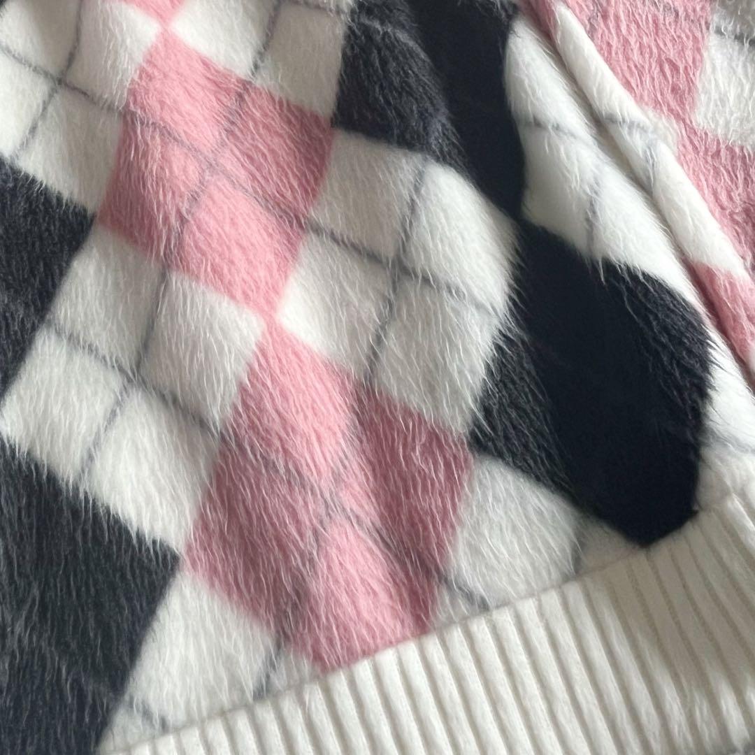 LIZLISA リズリサ オフショルダー アーガイル柄 ニット