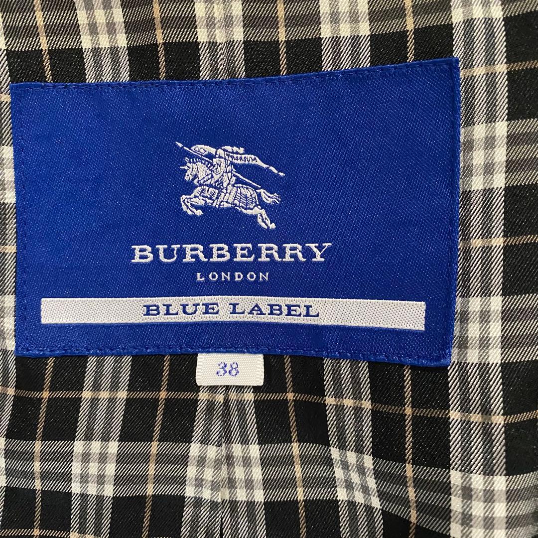 【美品】バーバリーブルーレーベル ノバチェック ダッフルコート ブラック 38
