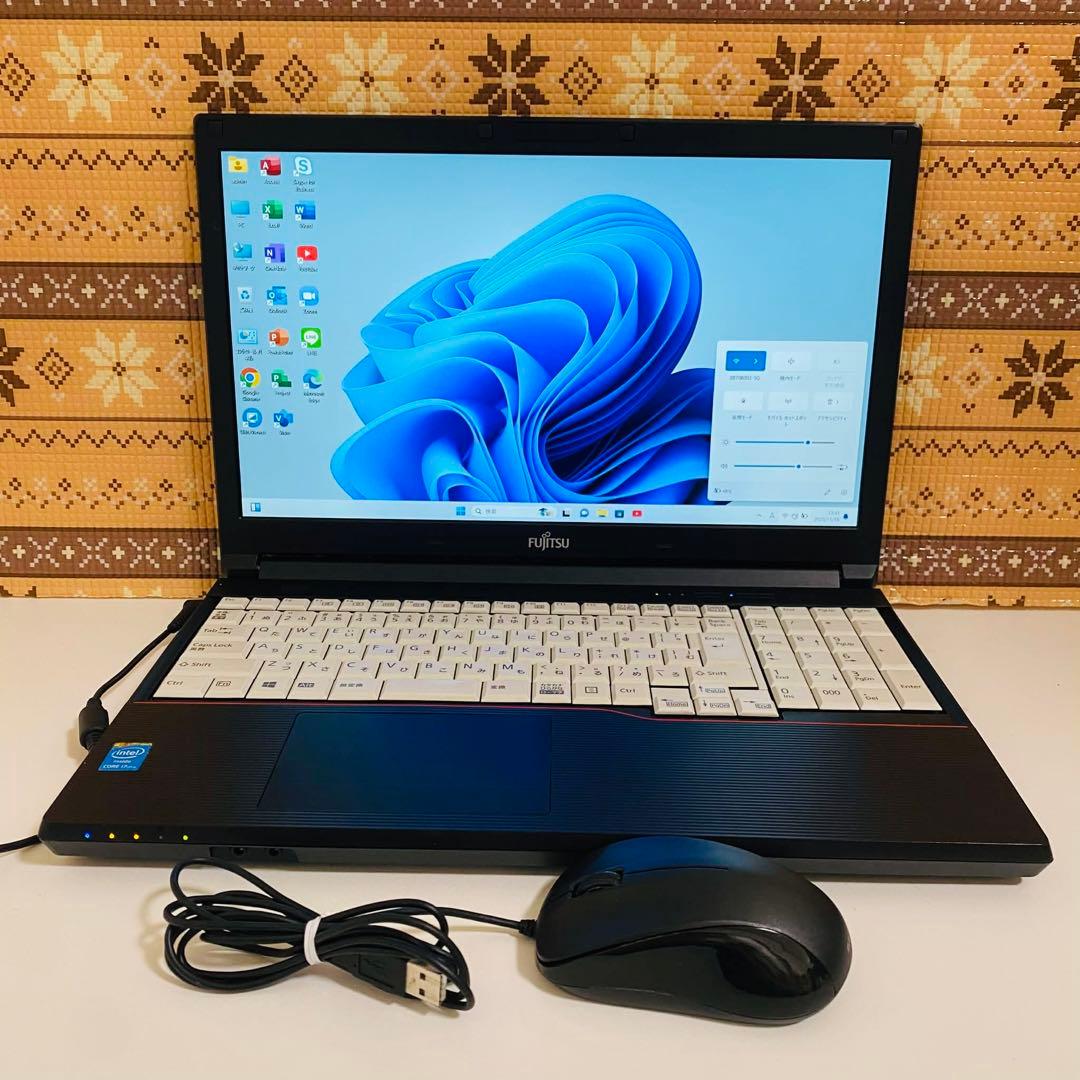 Y68 富士通ノートパソコン i7メモリ8G高速 Windows11オフィス付き