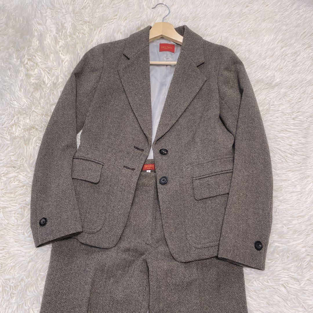 美品日本製シルク混【DES PRES ツィードパンツスーツ】セットアップ