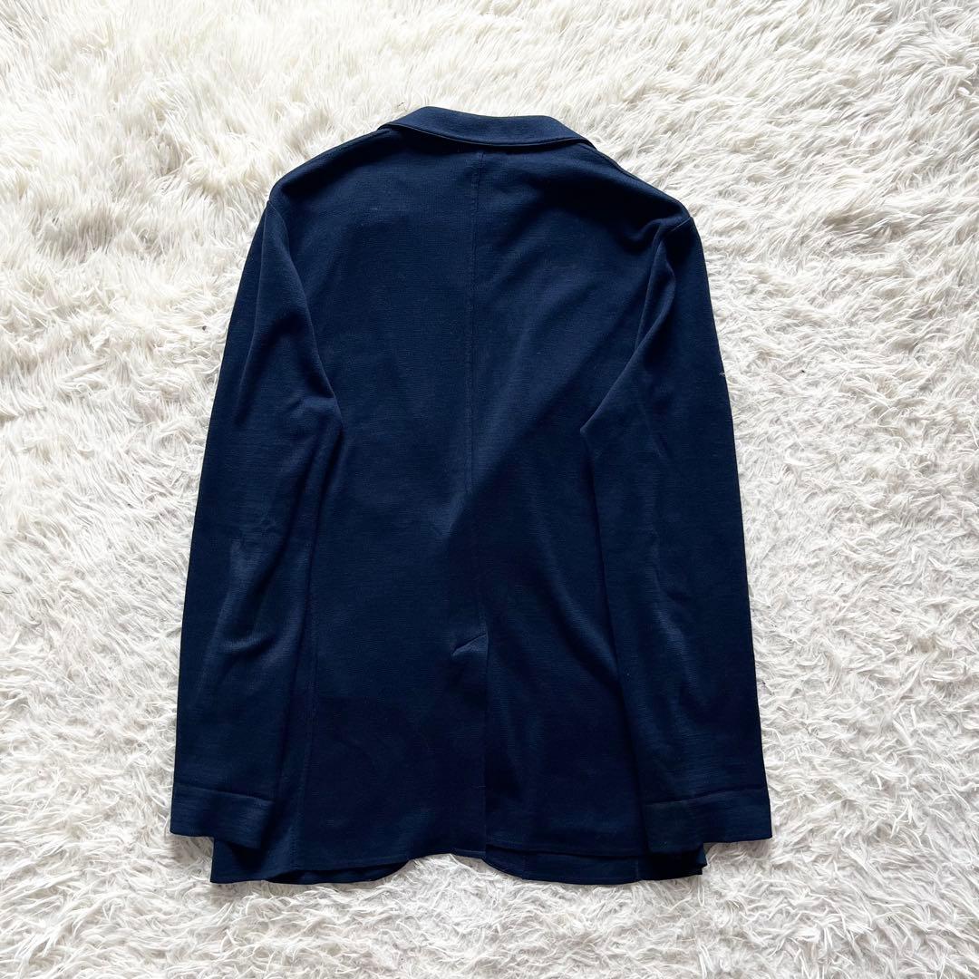 <美品>LARDINI ネイビー コットン ニット ジャケット サイズM相当