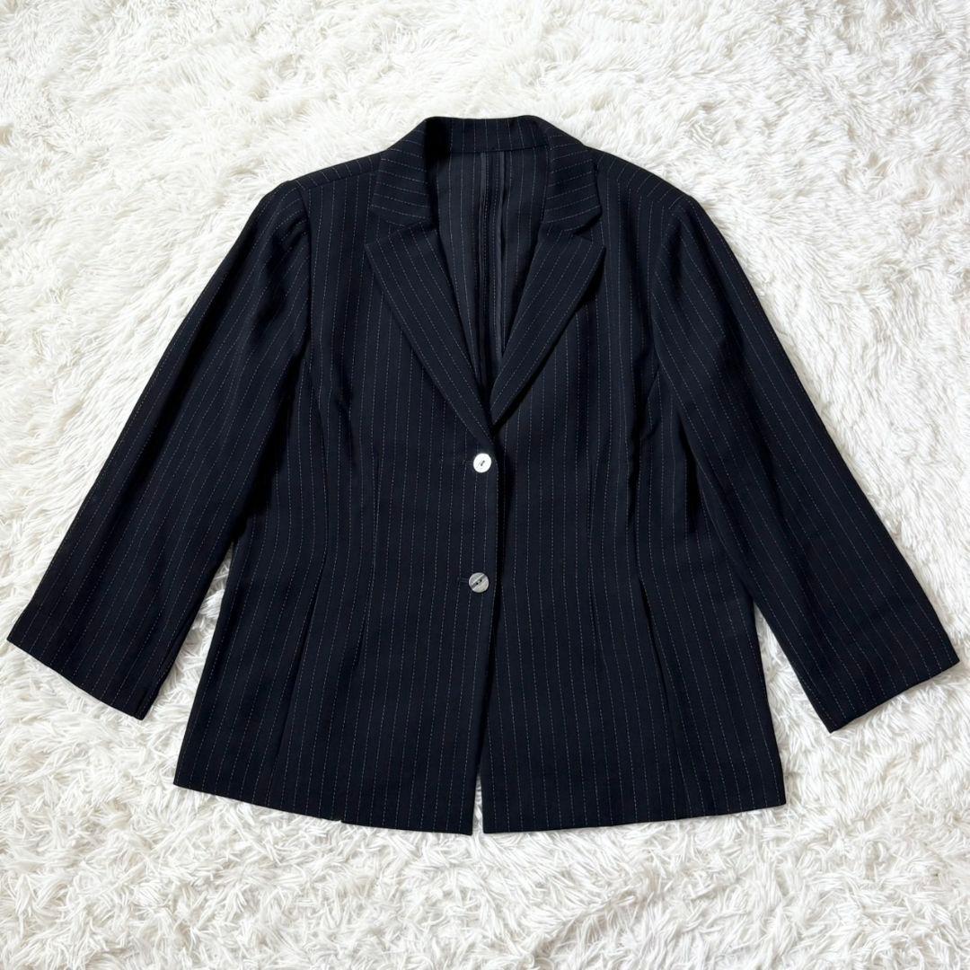 極美品 レリアン スーツ セットアップ ストライプ 春夏用 大きいサイズ 17+