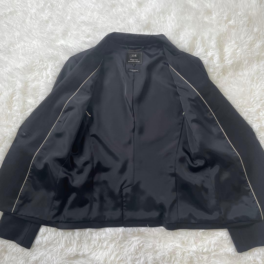 【美品】23区 オンワード樫山 セットアップ パンツスーツ ストライプ 38