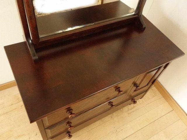 北海道民芸家具　ドレッサー　鏡台　再塗装済　ＵＳＥＤ