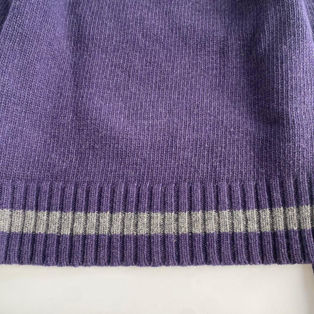 kolor BEACON ネイビー パープル Vネックニット ウール100%