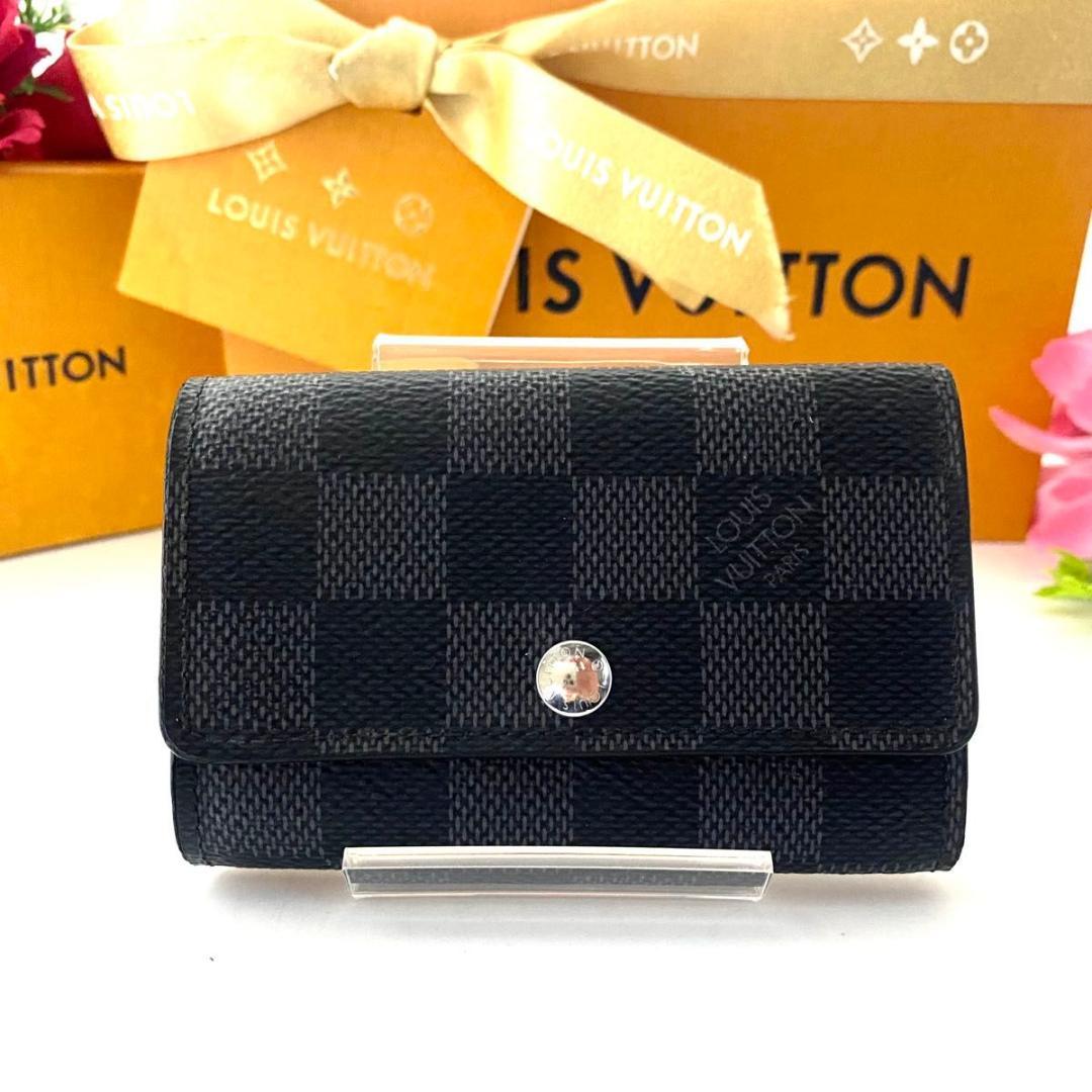 ルイ ヴィトン◎ミュルティクレ6 ダミエ グラフィット キーケース 6連 黒