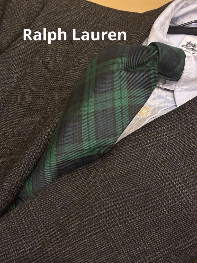 【未使用】ラルフローレン　ブラックウォッチ柄　プリントシルク　ネクタイ