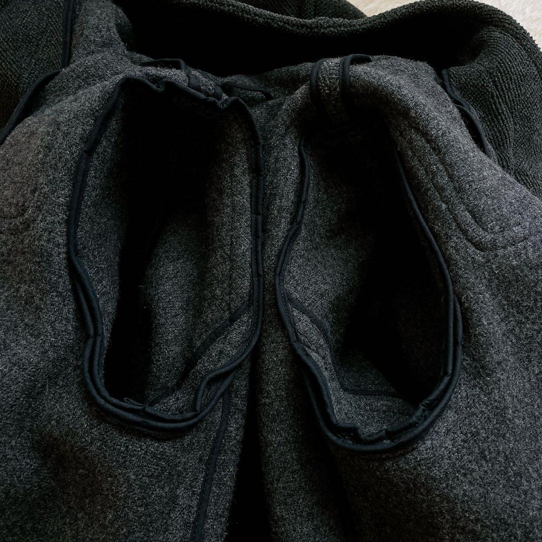 オールドイングランド ダッフルコート ロング ヘリンボーン チャコールグレー