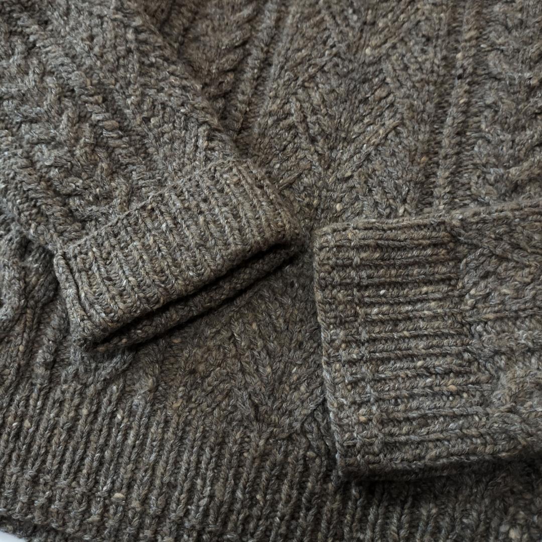 RRL カシミヤ混ウール ショールカラーケーブルハンドニット S アランニット