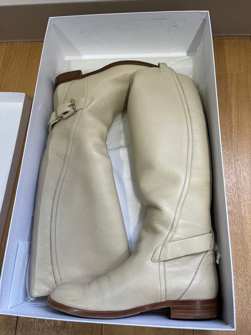 Dior ホワイトロングブーツ　本革