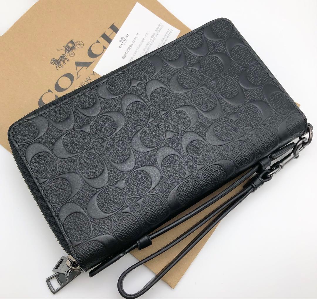 【COACH☆新品】大人気！再入荷！ダブルジップ！シグネチャー！ブラック！