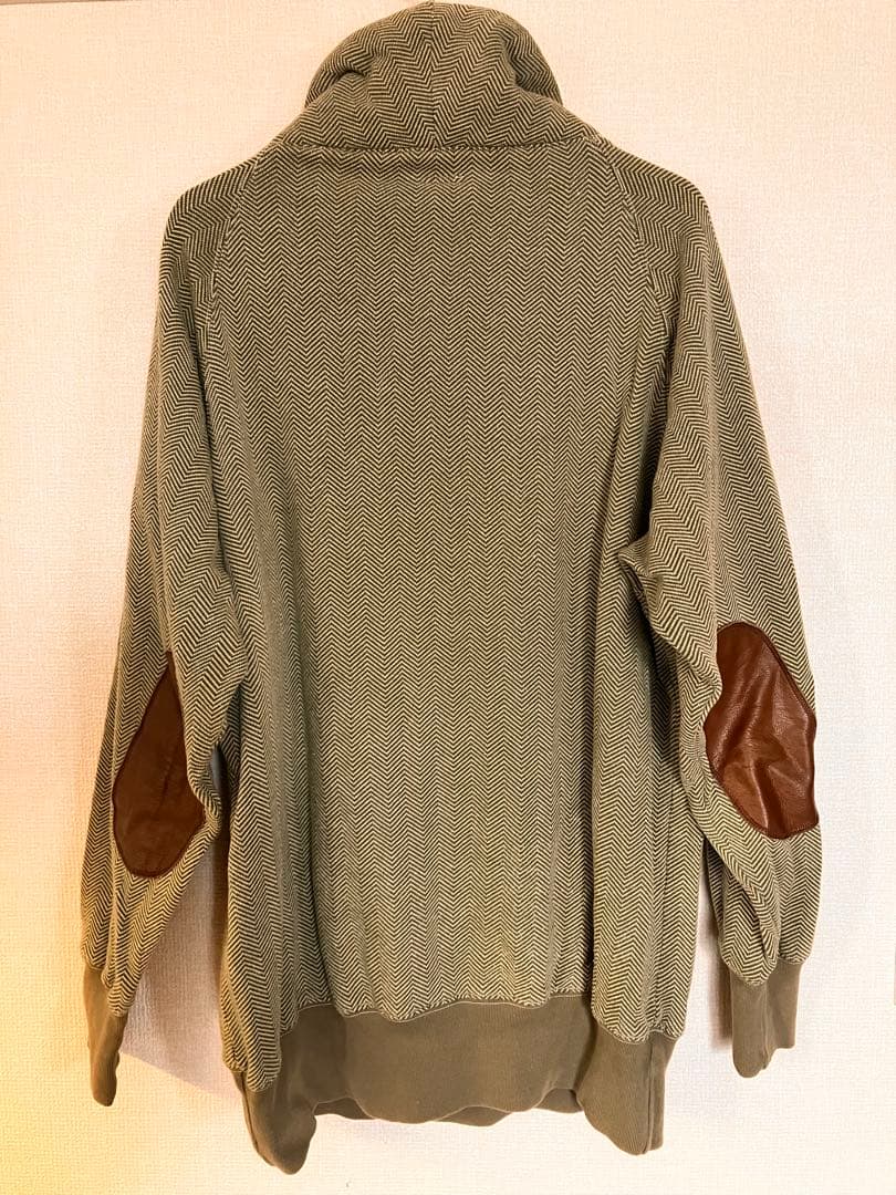 キャピタル　ヘリンボーンショールカラーニット　エルボーパッチ　サイズL