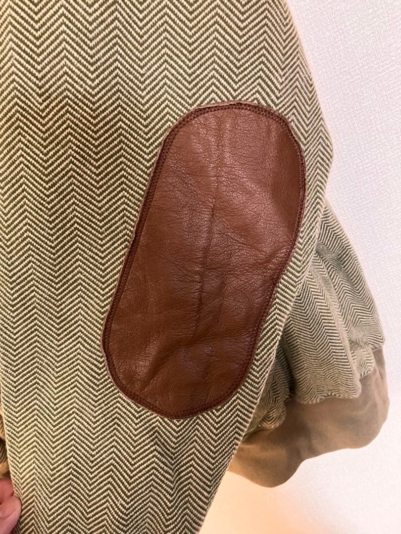 キャピタル　ヘリンボーンショールカラーニット　エルボーパッチ　サイズL