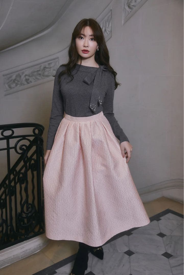 her lip to Dot Jacquard Flared Skirt 【M】