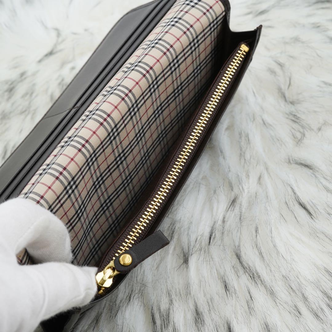 未使用品　箱付き　BURBERRY LONDON 長財布　ノバチェック　ブラウン