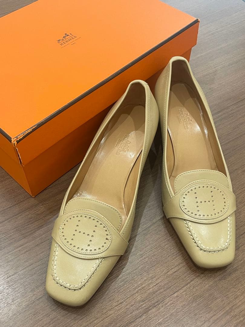 石原タイコ☆HERMES パンプス/36.5/BEG エルメス