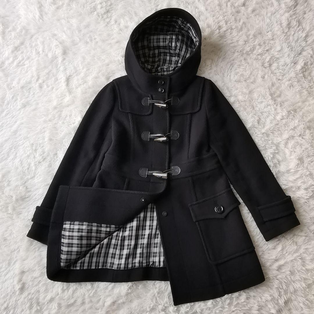バーバリー ブルーレーベル ダッフルコート ホース 刻印 ロゴ チェック 黒 L